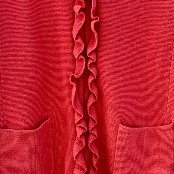 Talbots Pink Ruffle Zipper Pull Knit Cardigan - Picture 5 of 6
